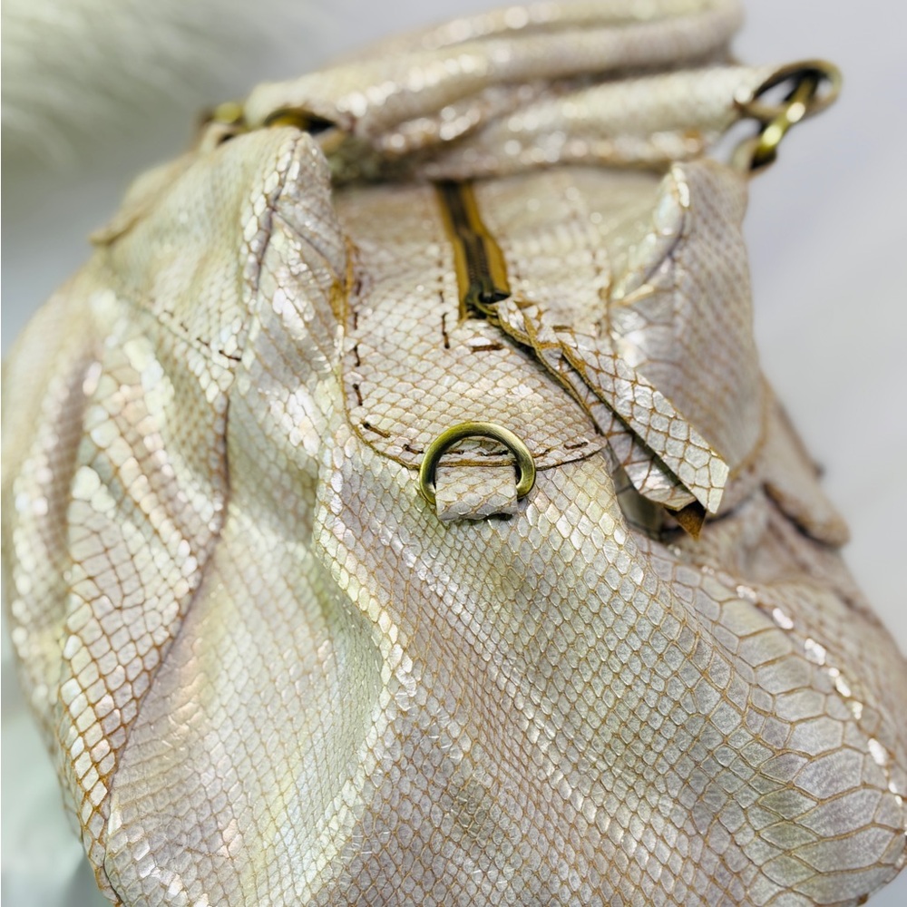 Designer Carla Mancini Metallic Python Leather Em… - image 5